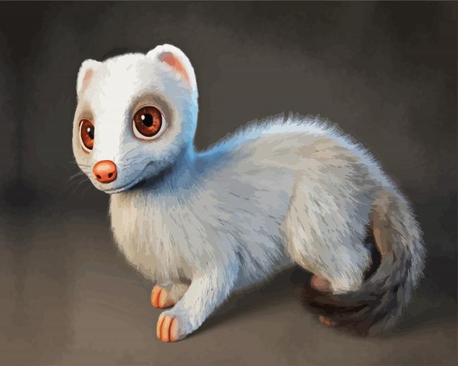 White ferret Art diamond painting
