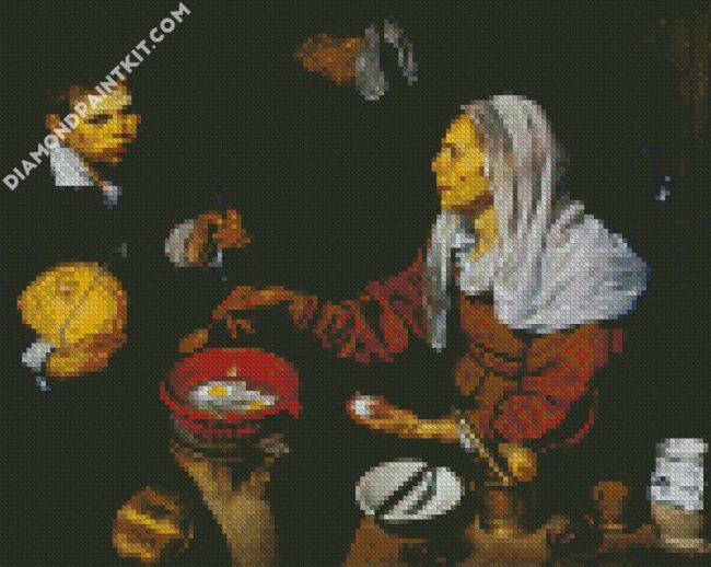 Woman Cooking Eggs diamond paintings