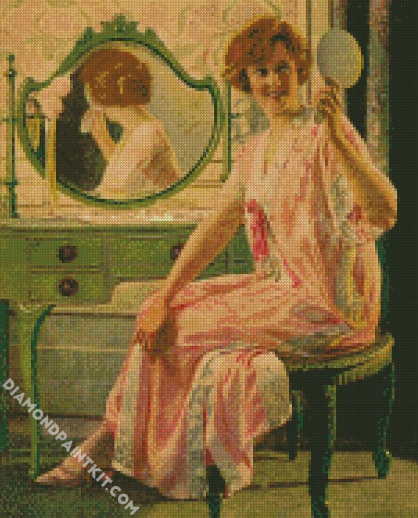 Woman Looking At Mirror diamond paintings