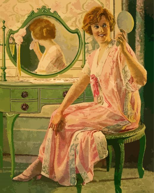 Woman Looking At Mirror diamond painting