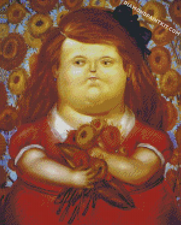 Woman With Flowers Fernando Botero diamond paintings