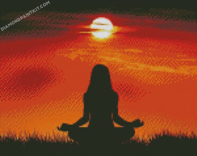 Yoga Girl Silhouette Sunset diamond paintings