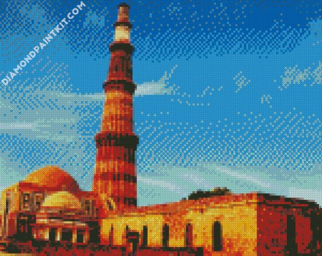 Aesthetic Qutab Minar Delhi diamond painting