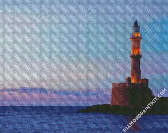 Aesthetic Crete Lighthouse diamond Painting
