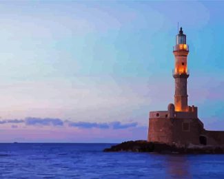 Aesthetic Crete Lighthouse diamond painting