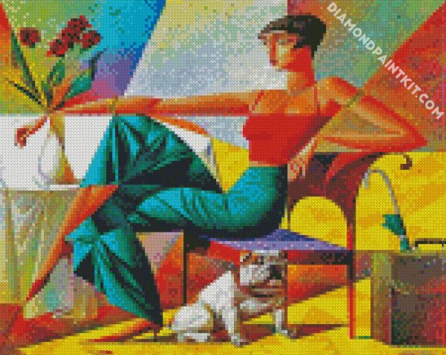 Aesthetic Cubist Woman And Dog diamond painting