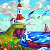 Aesthetic Lighthouse Illistration diamond painting