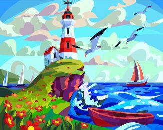Aesthetic Lighthouse Illistration diamond painting