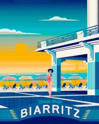 Biarritz Beach Poster diamond painting