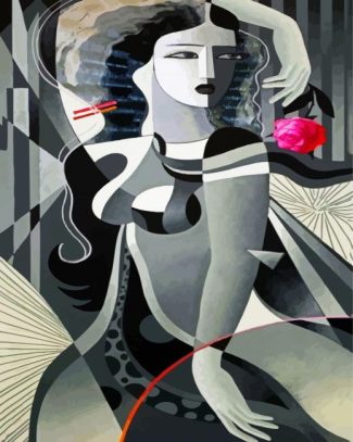 Black And White Cubist Woman diamond painting