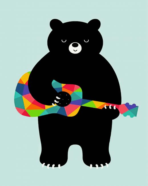 black bear guitarist diamond painting