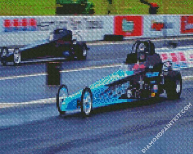 Blue Dragster diamond painting