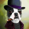 boston terrier with hat diamond painting