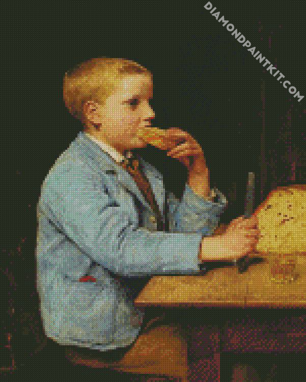 boy eating bread diamond paintings