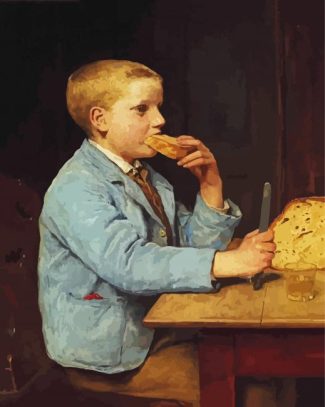boy eating bread diamond painting