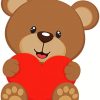 brown bear and heart diamond painting