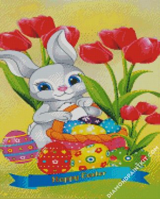 bunny with eggs and flowers diamond paintings