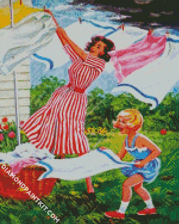 clothes drying on a windy day diamond paintings