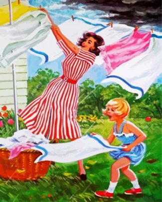 clothes drying on a windy day diamond painting