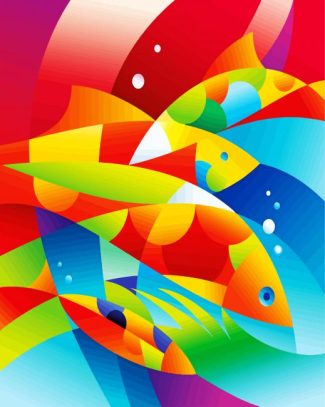 Colorful Cubsim Fishes diamond painting