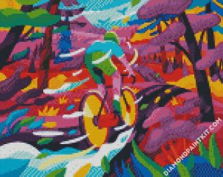 colorful cyclist illustration diamond paintings