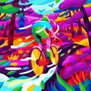 colorful cyclist illustration diamond painting