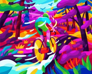 colorful cyclist illustration diamond painting