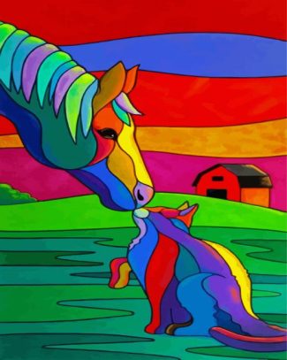 Colorful Horse And Cat diamond painting