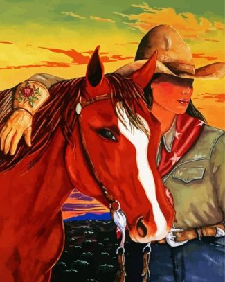 Cowgirl And Horse diamond painting