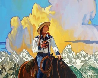 Cowgirl On Horse diamond painting