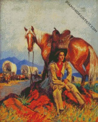 Cowgirl And Horse Art diamond painting