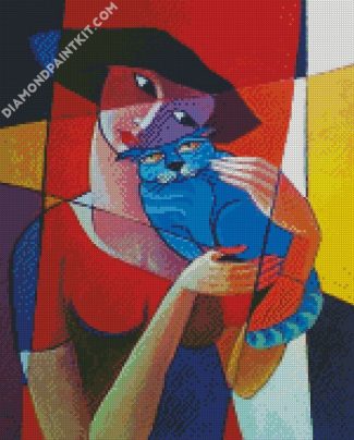 Cubist Woman And Cat diamond painting
