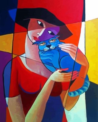 Cubist Woman And Cat diamond painting