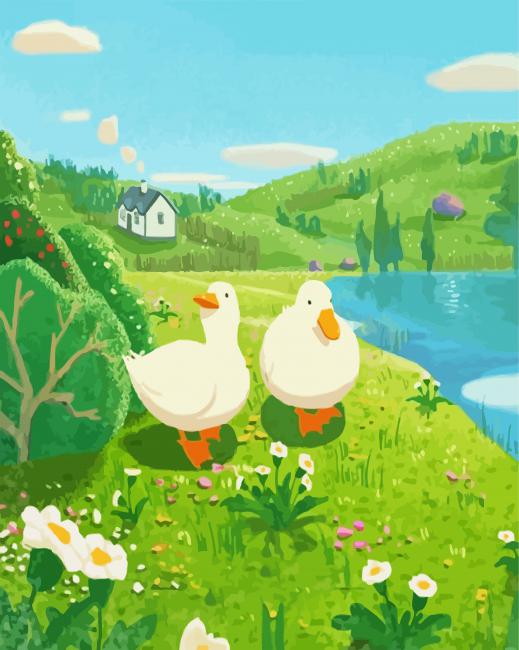 Cute Ducks Illustration diamond painting