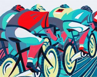 cyclists illustration diamond painting