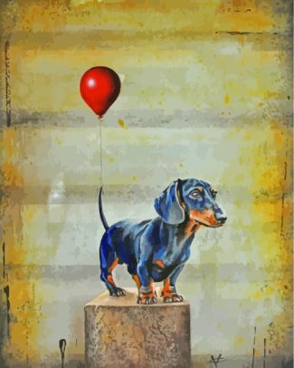 dachshund And Balloon diamond painting