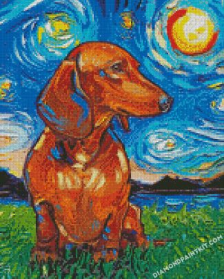 dachshund Starry Night diamond paintings