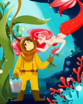 Diver And Mermaid diamond painting