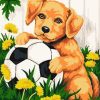 Dog And Football diamond painting