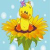 duck on sunflower diamond painting