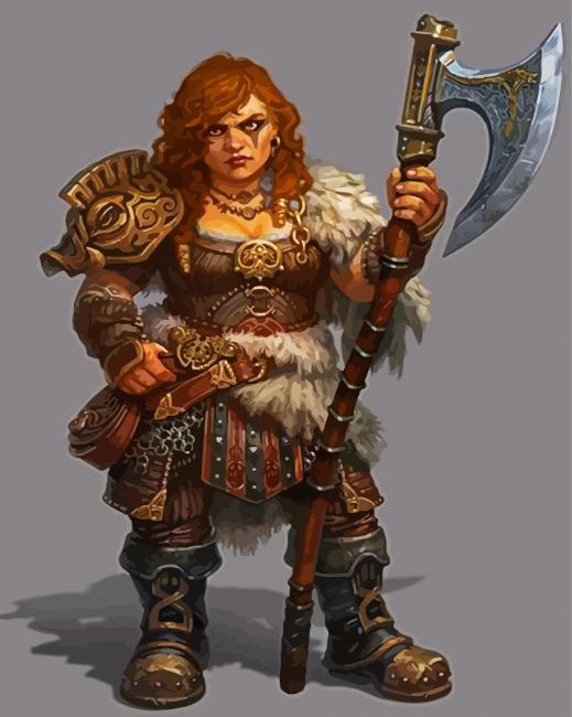 dwarf warrior lady diamond painting