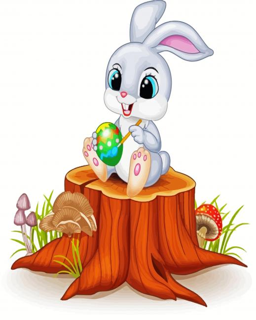 easter bunny and egg diamond painting