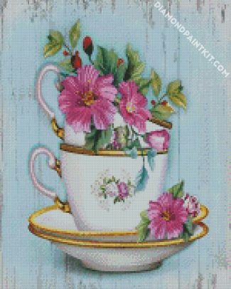 floral cup diamond paintings