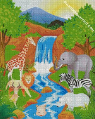 Forest Scenery With Animals diamond painting
