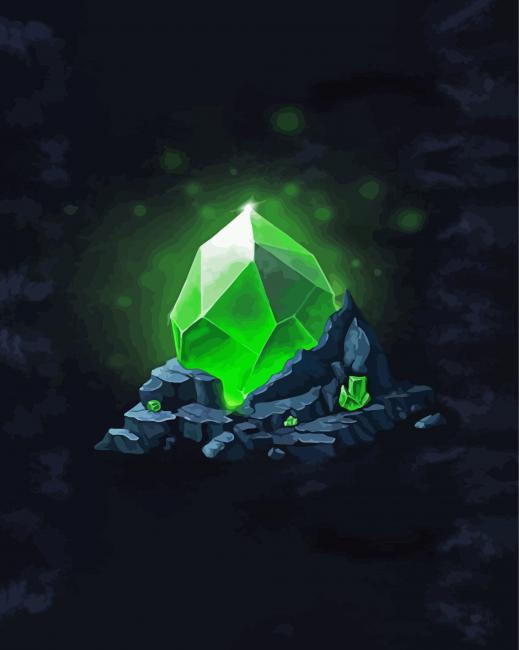 Green Crystal Illustration - 5D Diamond Painting 