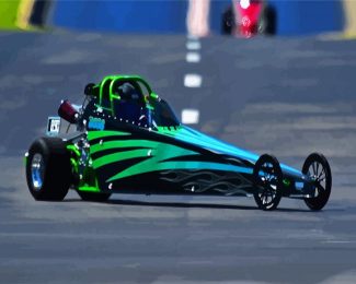 Green Dragster diamond painting
