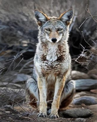 grey Coyote diamond painting