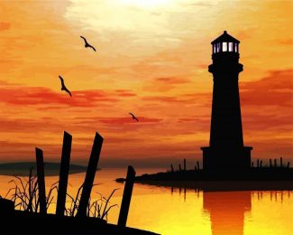 lighthouse silhouette diamond painting