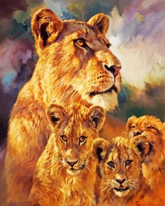 Lioness And Cubs diamond painting