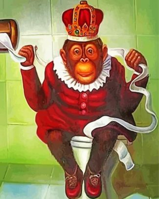 monkey In The toilet diamond painting
